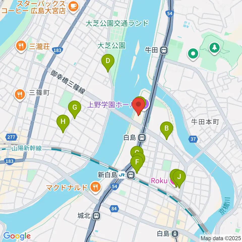 上野学園ホール周辺のカフェ一覧地図
