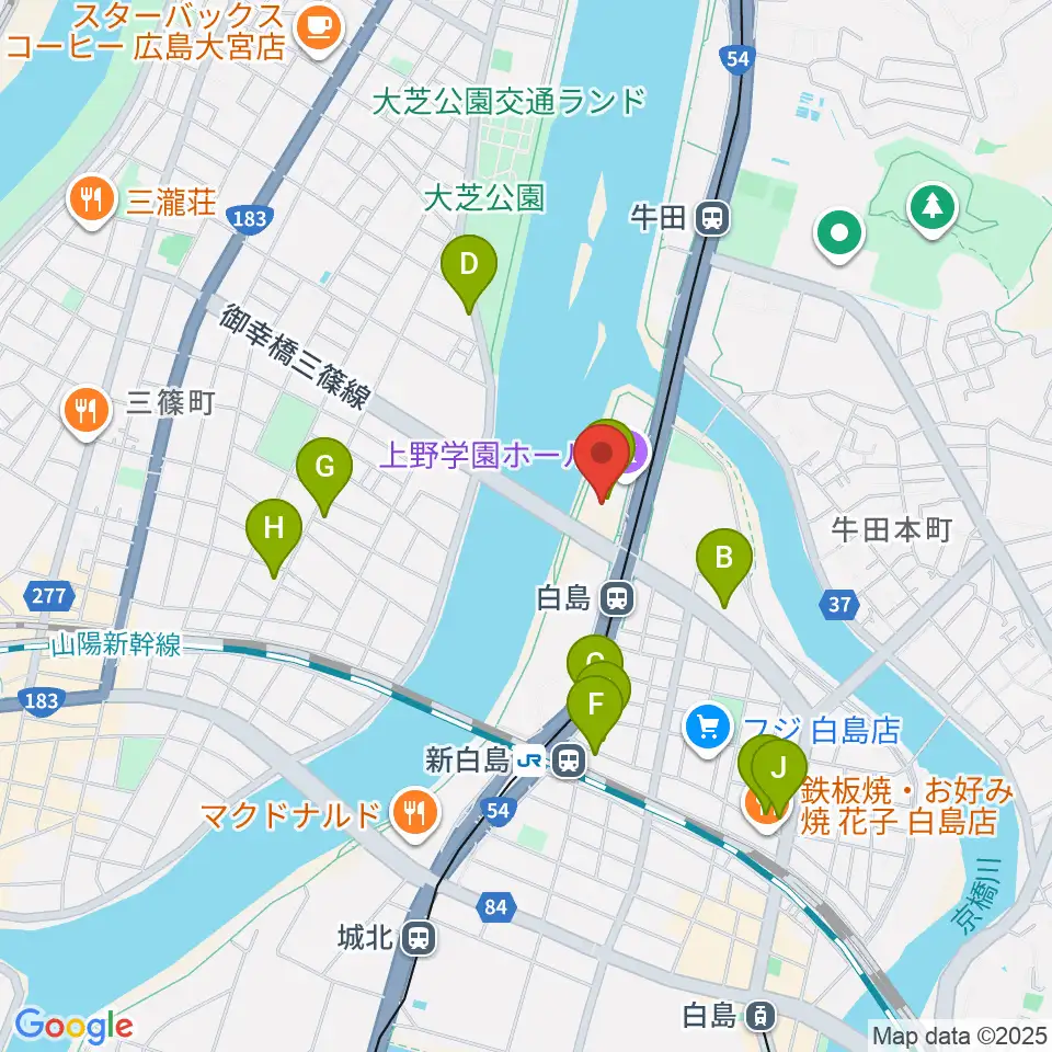上野学園ホール周辺のカフェ一覧地図