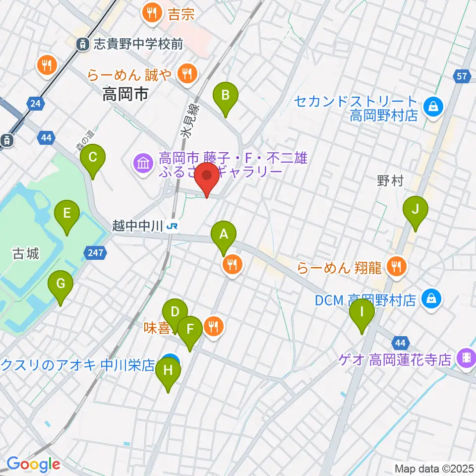 富山県高岡文化ホール周辺のカフェ一覧地図