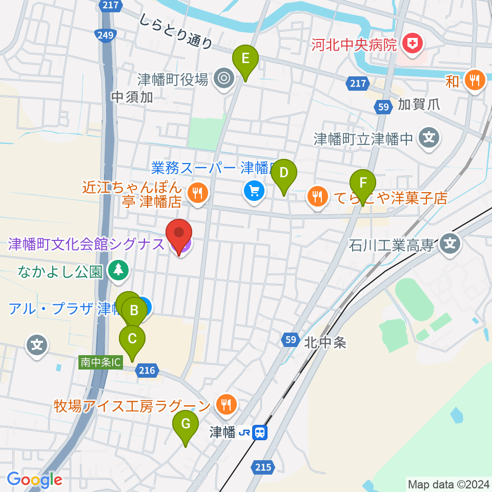 津幡町文化会館 シグナス周辺のカフェ一覧地図