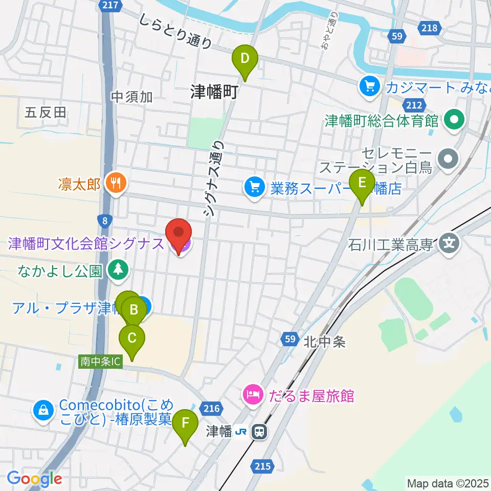 津幡町文化会館 シグナス周辺のカフェ一覧地図