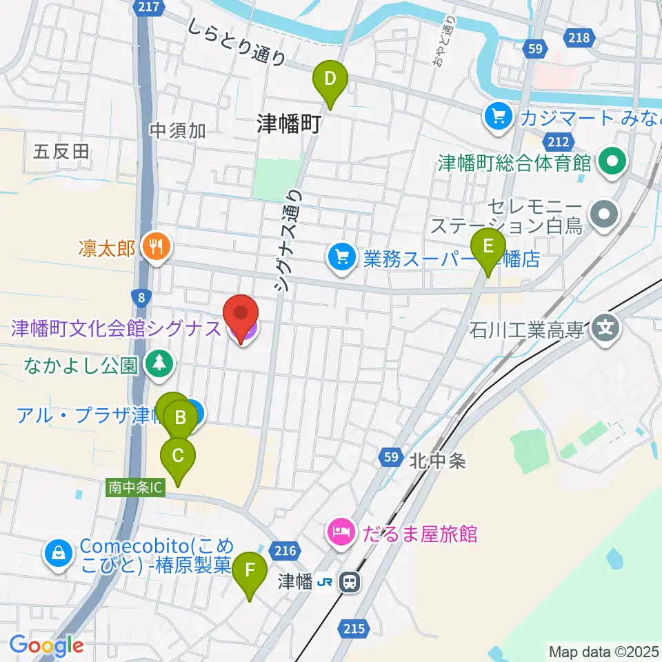 津幡町文化会館 シグナス周辺のカフェ一覧地図