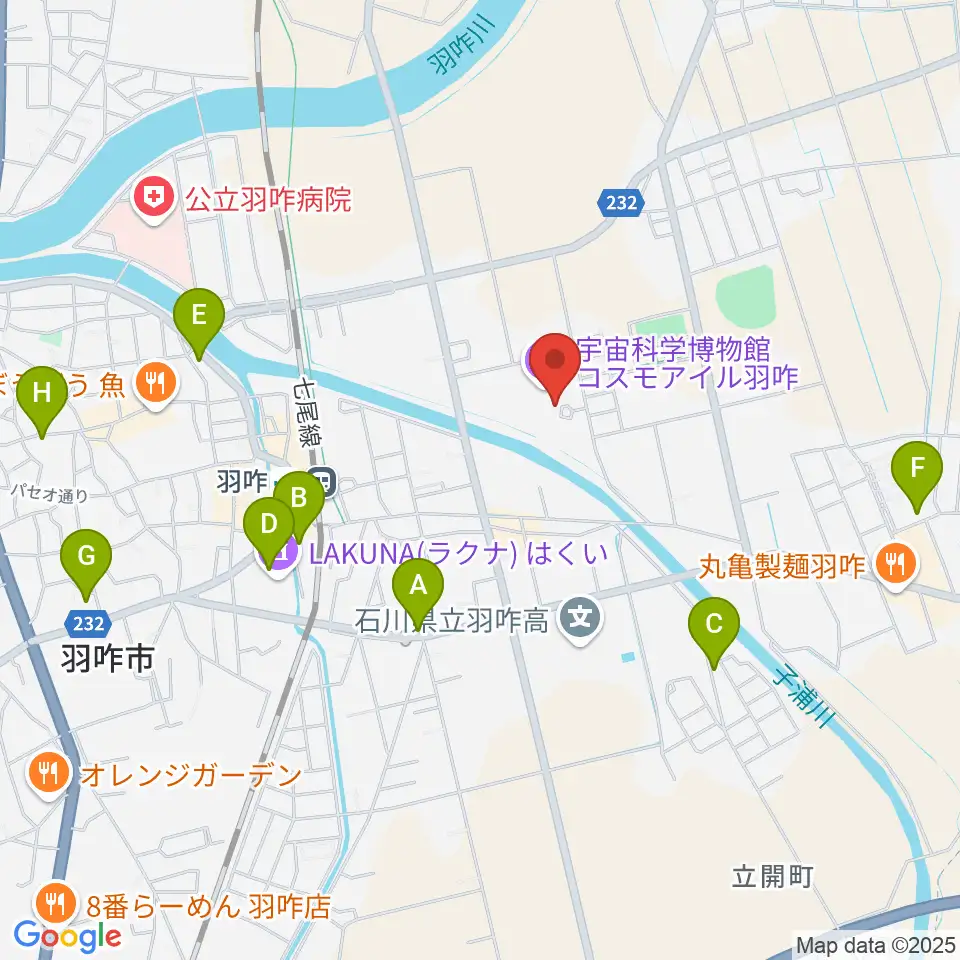 コスモアイル羽咋周辺のカフェ一覧地図