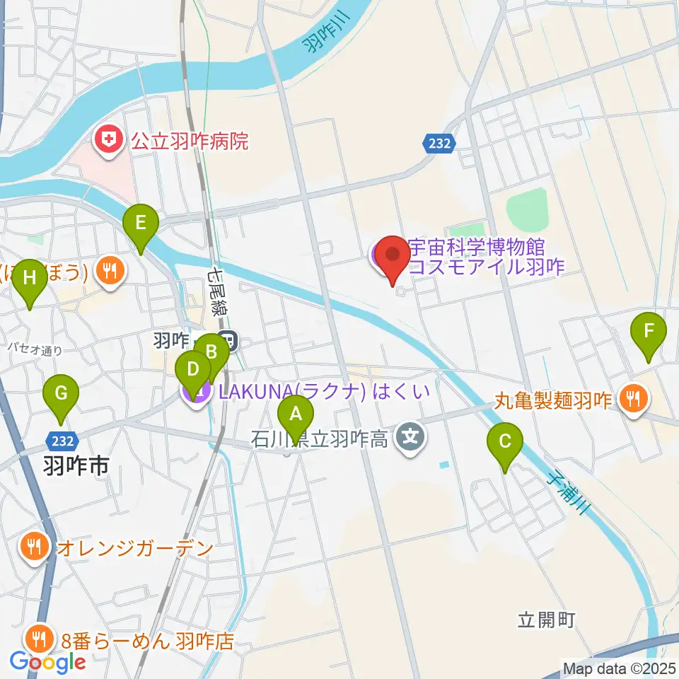 コスモアイル羽咋周辺のカフェ一覧地図