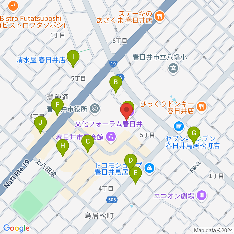 文化フォーラム春日井周辺のカフェ一覧地図