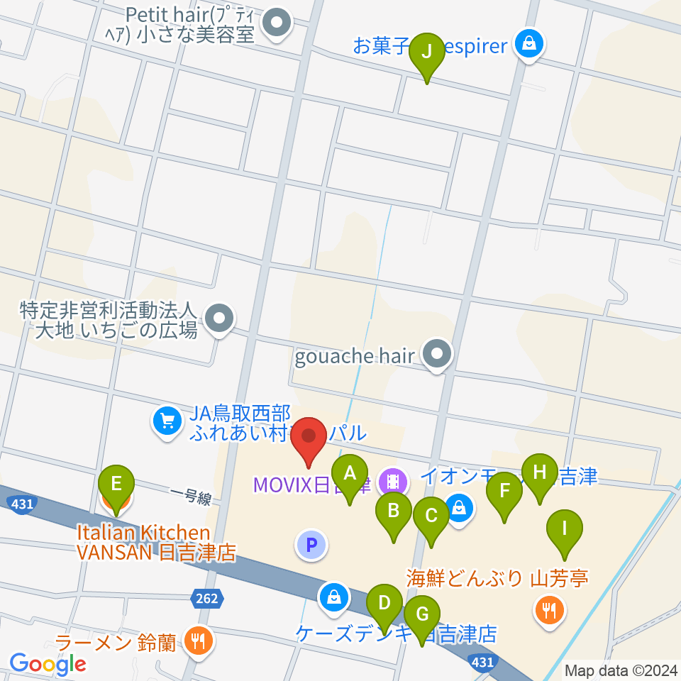 島村楽器 イオンモール日吉津店  周辺のカフェ一覧地図