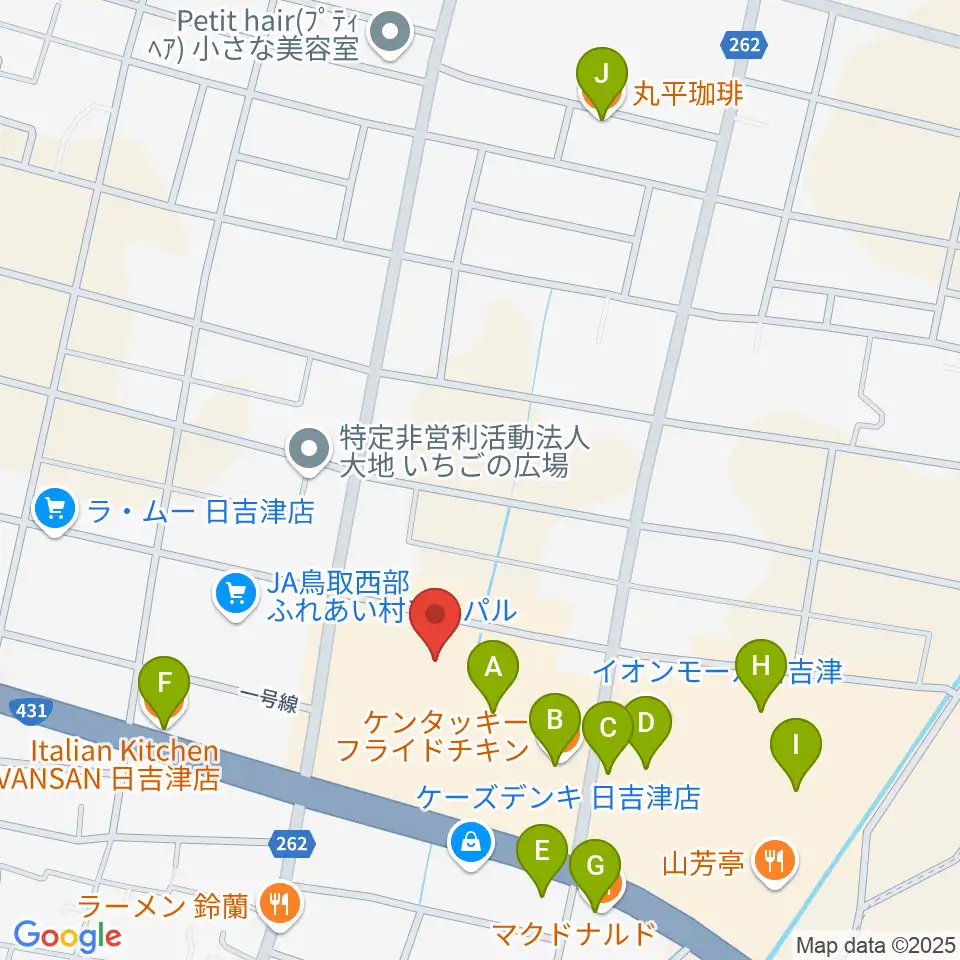 島村楽器 イオンモール日吉津店 周辺のカフェ一覧地図