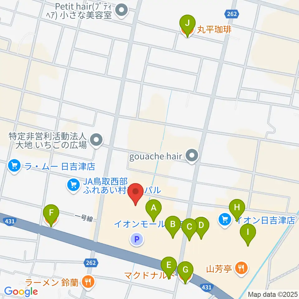島村楽器 イオンモール日吉津店  周辺のカフェ一覧地図