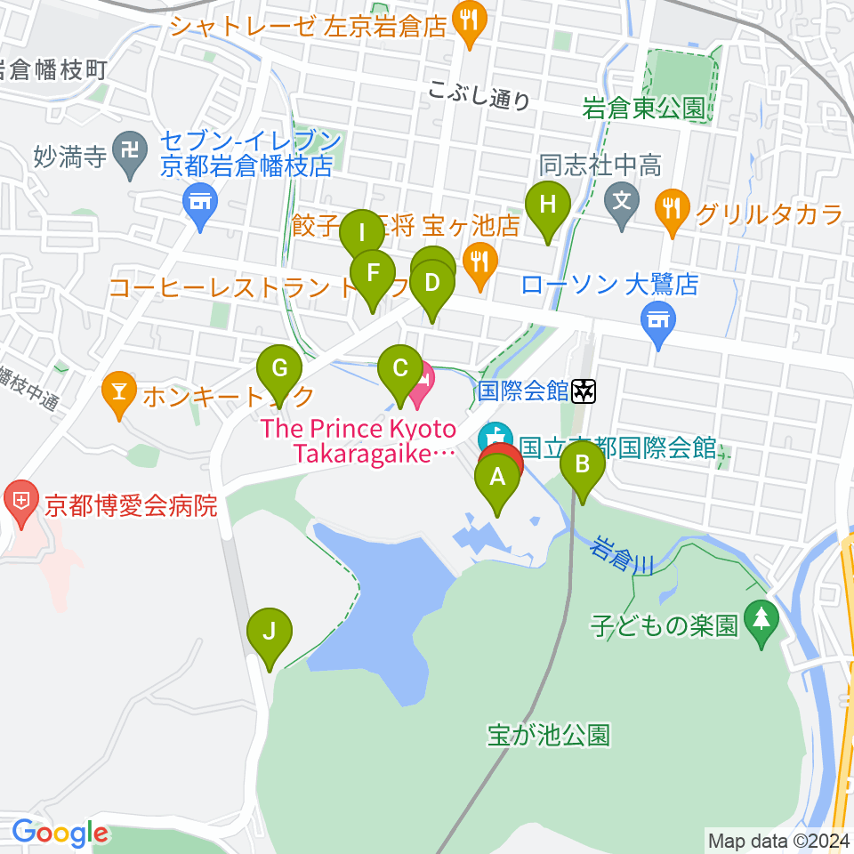 国立京都国際会館 ICC Kyoto周辺のカフェ一覧地図