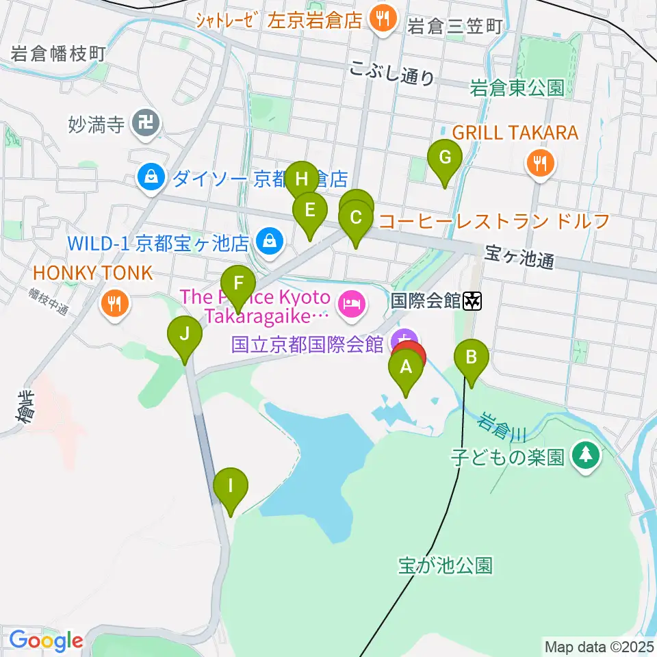 国立京都国際会館 ICC Kyoto周辺のカフェ一覧地図
