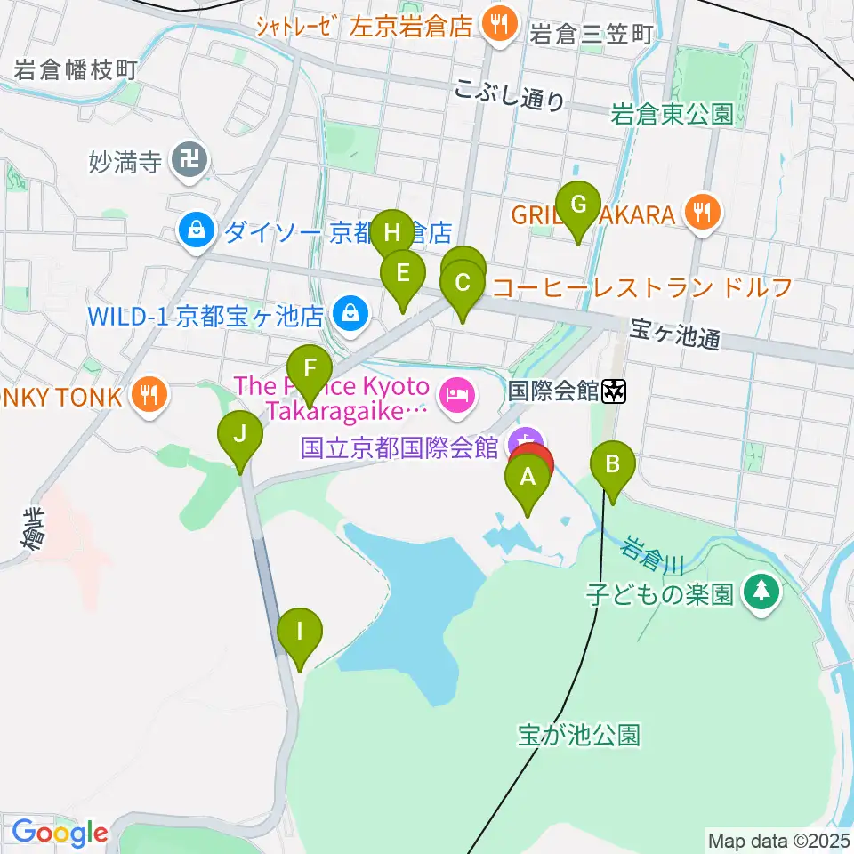 国立京都国際会館 ICC Kyoto周辺のカフェ一覧地図