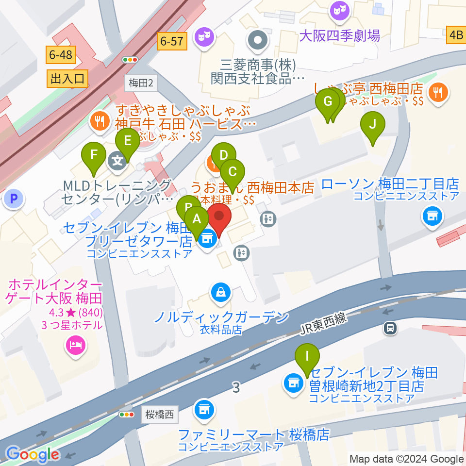 サンケイホールブリーゼ周辺のカフェ一覧地図