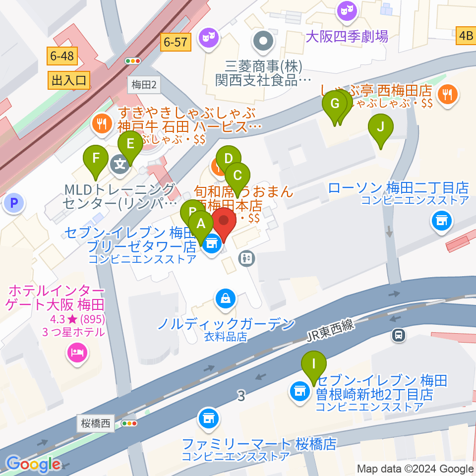 サンケイホールブリーゼ周辺のカフェ一覧地図