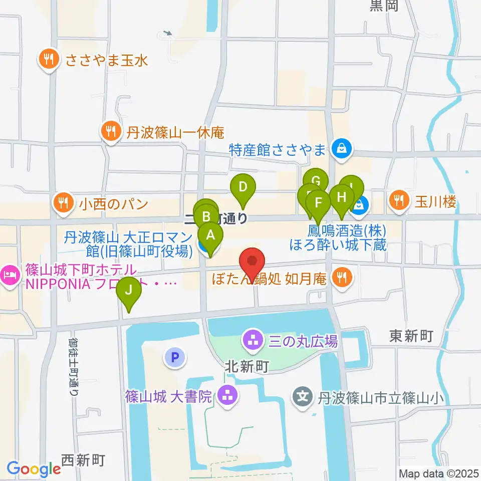 丹波篠山市立田園交響ホール周辺のカフェ一覧地図
