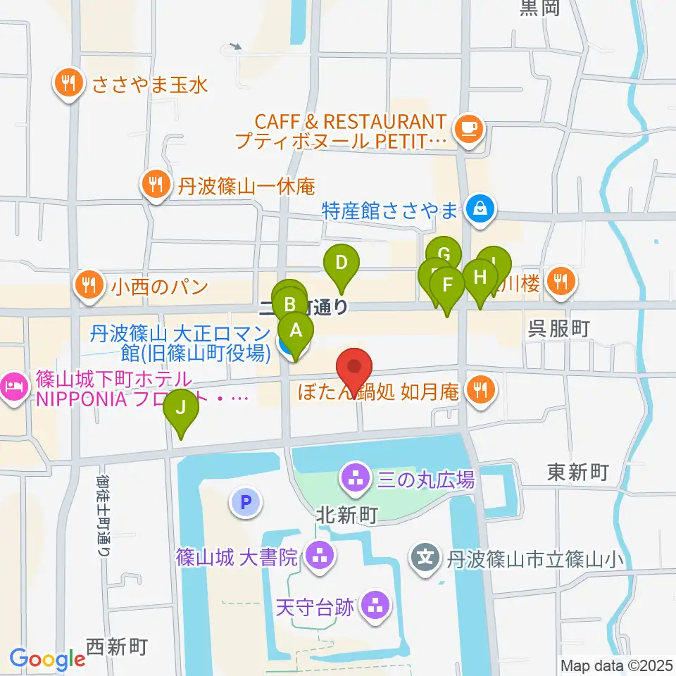 丹波篠山市立田園交響ホール周辺のカフェ一覧地図