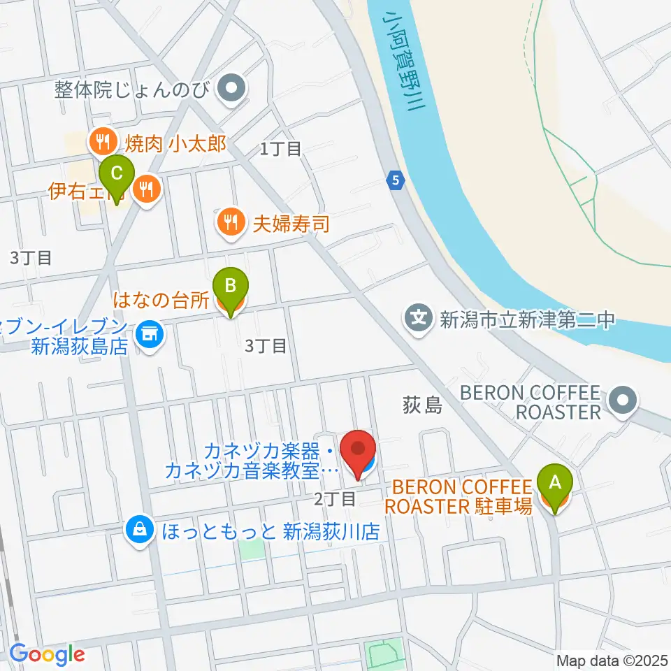 カネヅカ楽器周辺のカフェ一覧地図