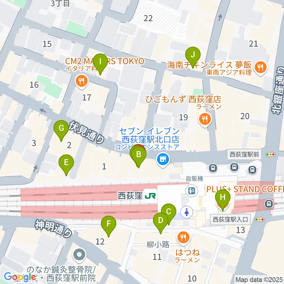 西荻窪ココパーム周辺のカフェ一覧地図