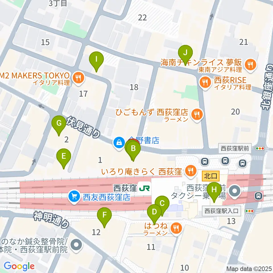 西荻窪ココパーム周辺のカフェ一覧地図