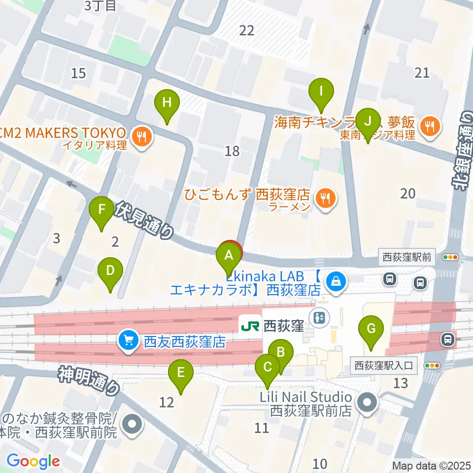 西荻窪ココパーム周辺のカフェ一覧地図