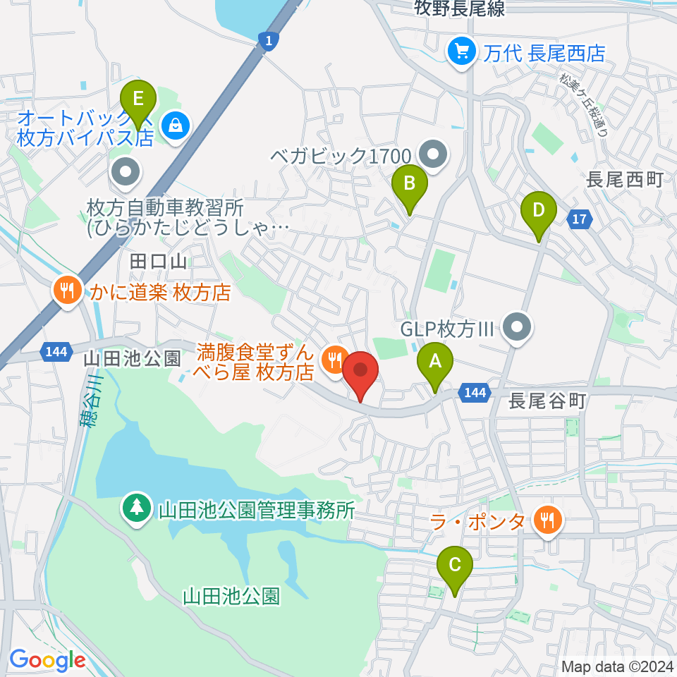 京阪ピアノサービス周辺のカフェ一覧地図