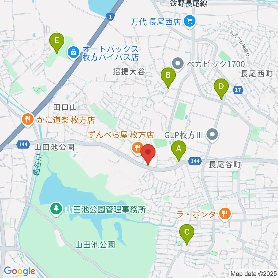 田口山音楽教室周辺のカフェ一覧地図