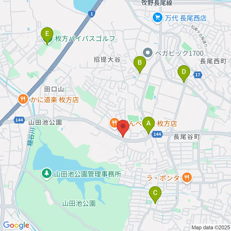 田口山音楽教室周辺のカフェ一覧地図
