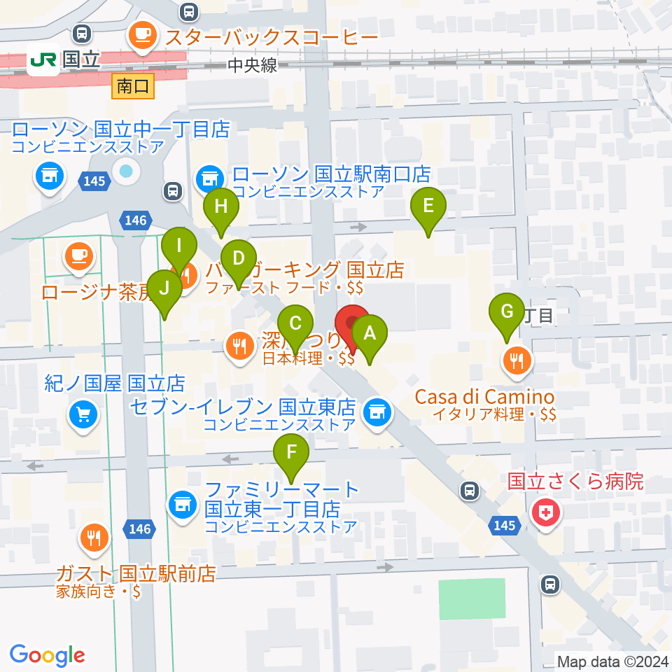 国立ヴィオレホール周辺のカフェ一覧地図