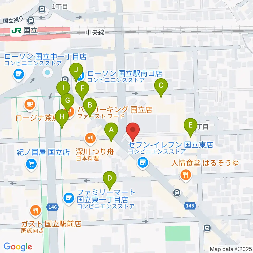 国立ヴィオレホール周辺のカフェ一覧地図