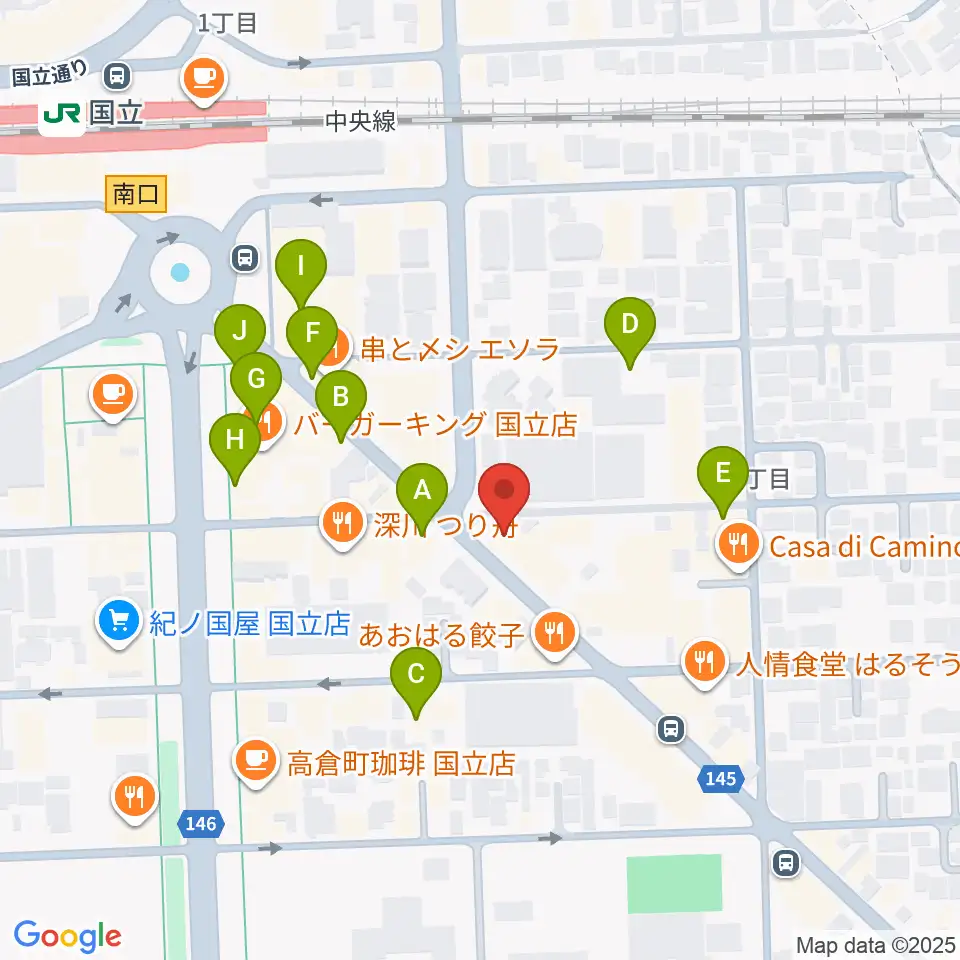 国立ヴィオレホール周辺のカフェ一覧地図
