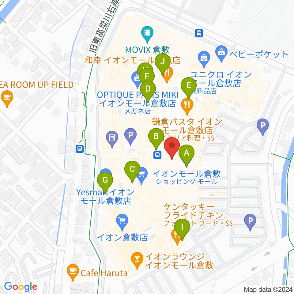 島村楽器 イオンモール倉敷店 周辺のカフェ一覧地図