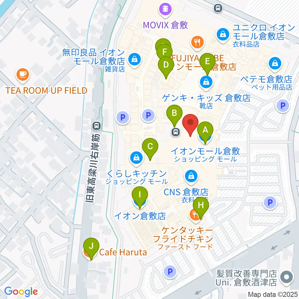 島村楽器 イオンモール倉敷店 周辺のカフェ一覧地図