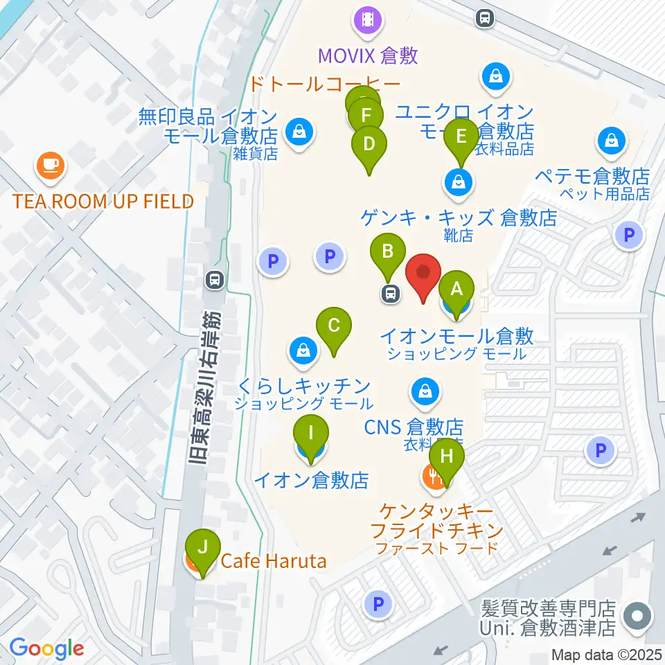 島村楽器 イオンモール倉敷店 周辺のカフェ一覧地図