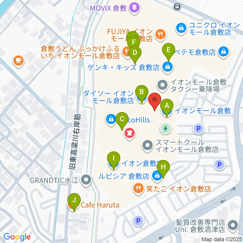 島村楽器 イオンモール倉敷店 周辺のカフェ一覧地図