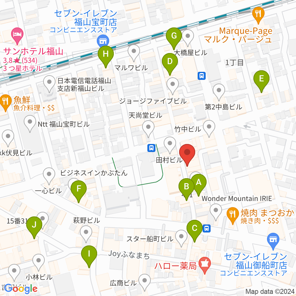 ガッキ・コム 安原楽器周辺のカフェ一覧地図