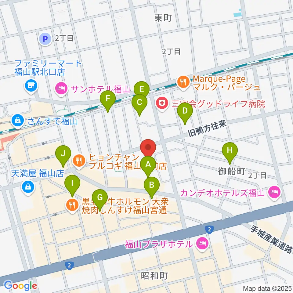 ガッキ・コム 安原楽器周辺のカフェ一覧地図