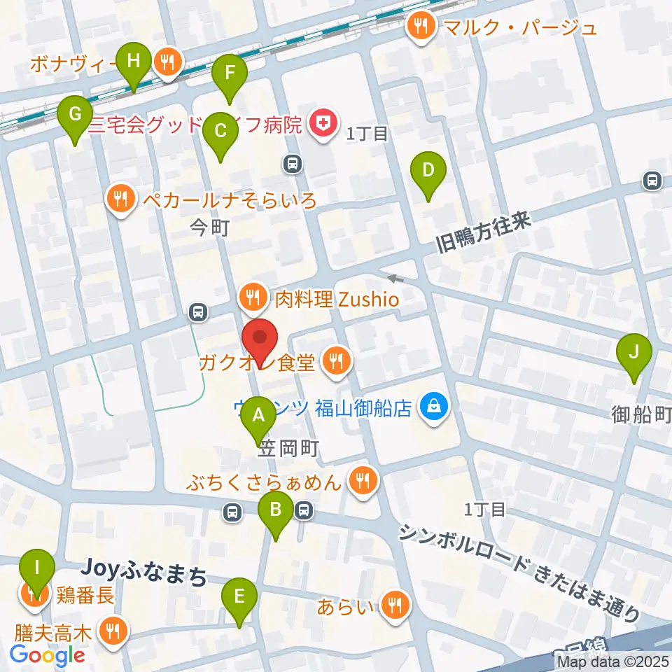 ガッキ・コム 安原楽器周辺のカフェ一覧地図