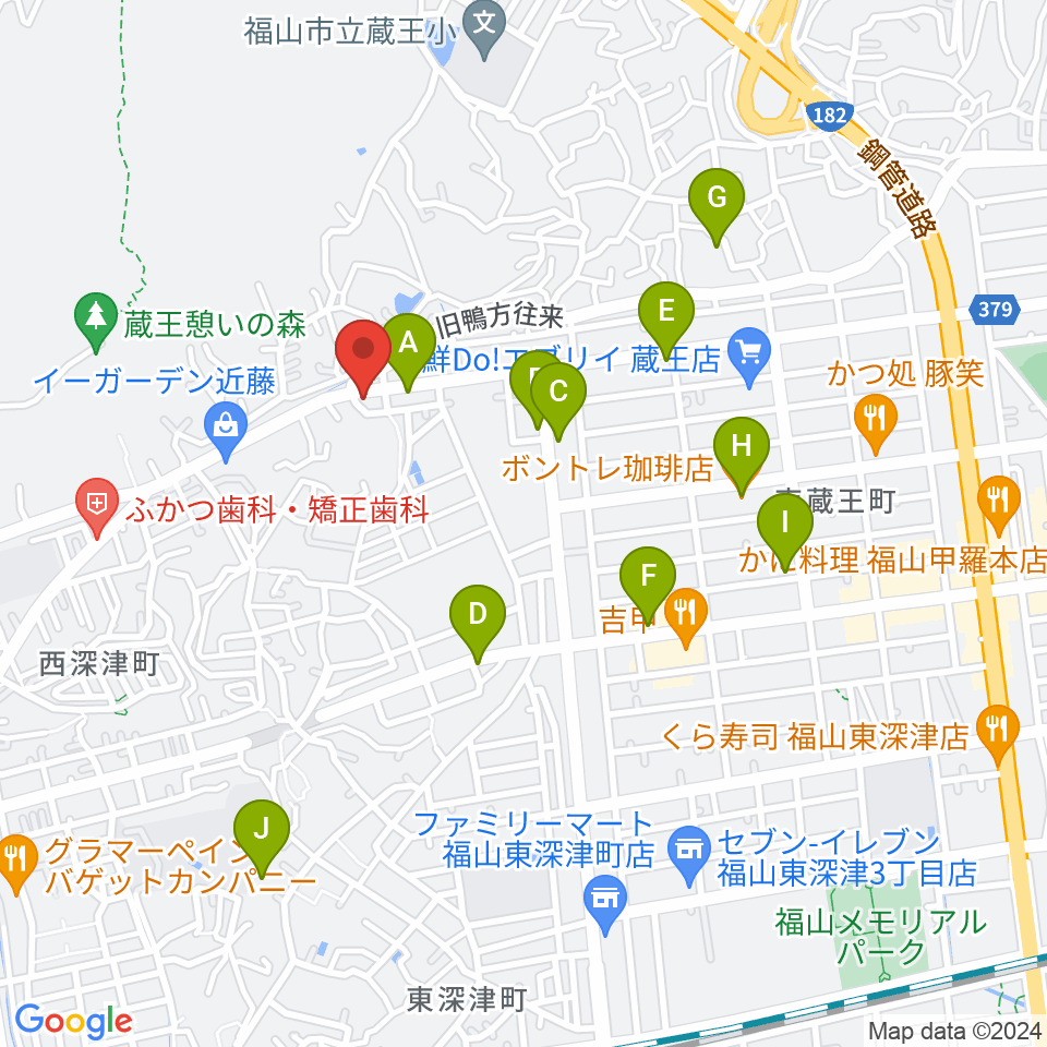 福山楽器センター周辺のカフェ一覧地図