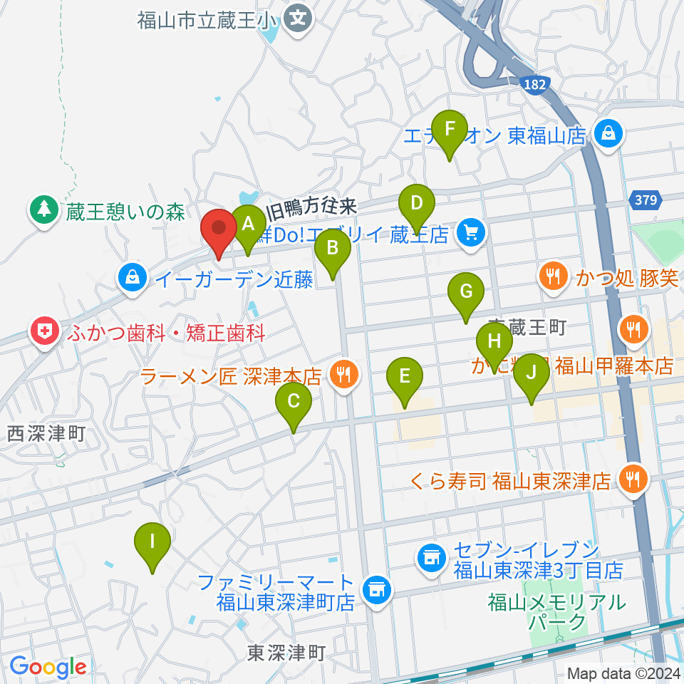 福山楽器センター周辺のカフェ一覧地図