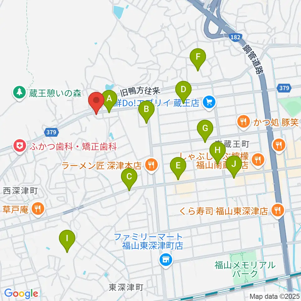 福山楽器センター周辺のカフェ一覧地図