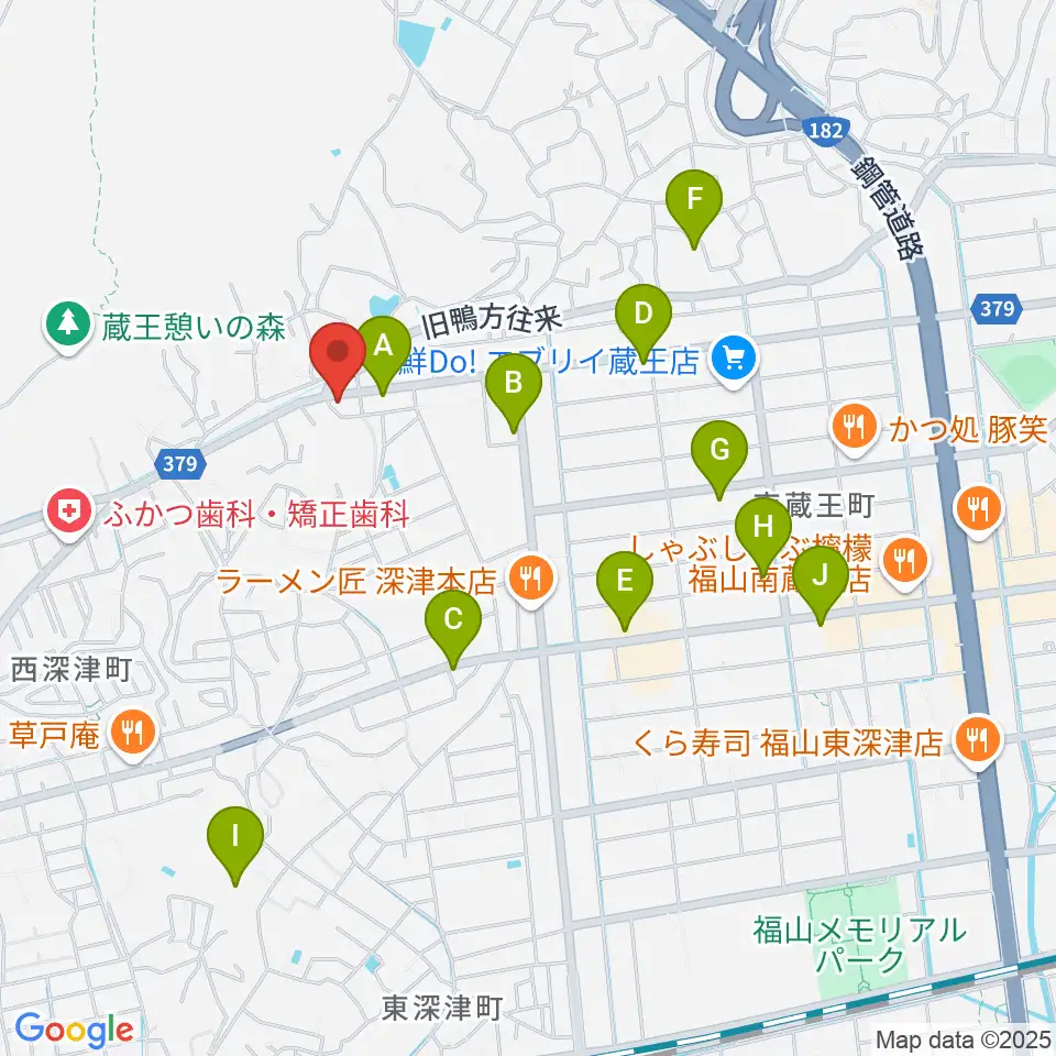 福山楽器センター周辺のカフェ一覧地図