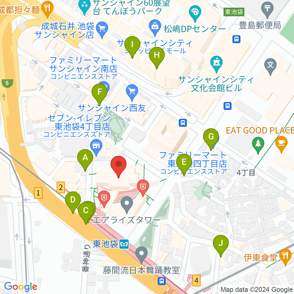 あうるすぽっと周辺のカフェ一覧地図