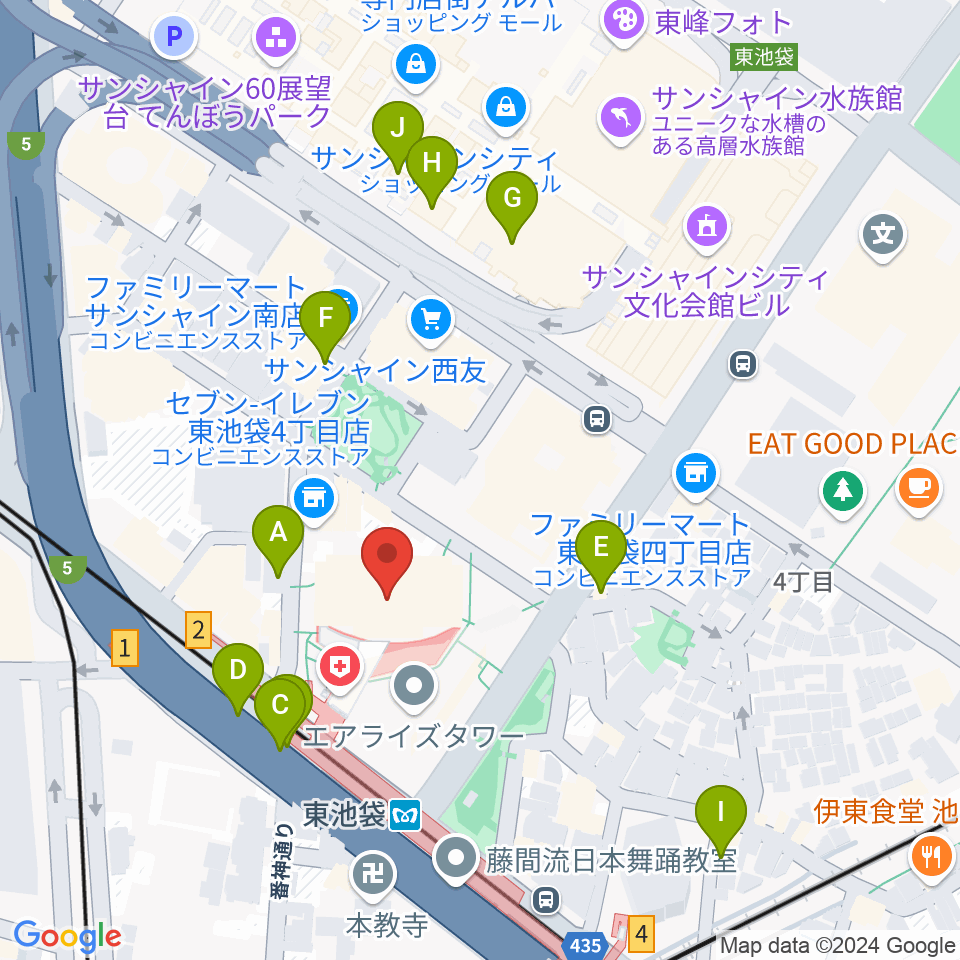 あうるすぽっと周辺のカフェ一覧地図