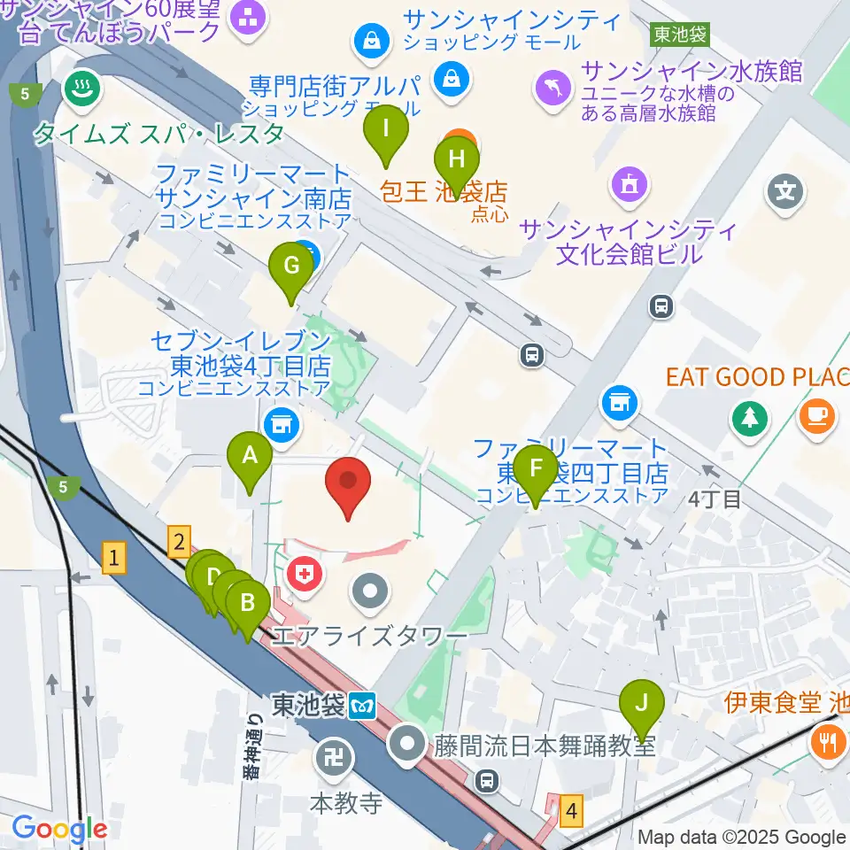 あうるすぽっと周辺のカフェ一覧地図