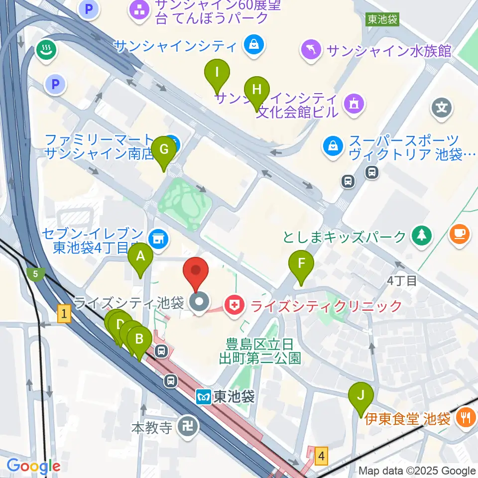 あうるすぽっと周辺のカフェ一覧地図