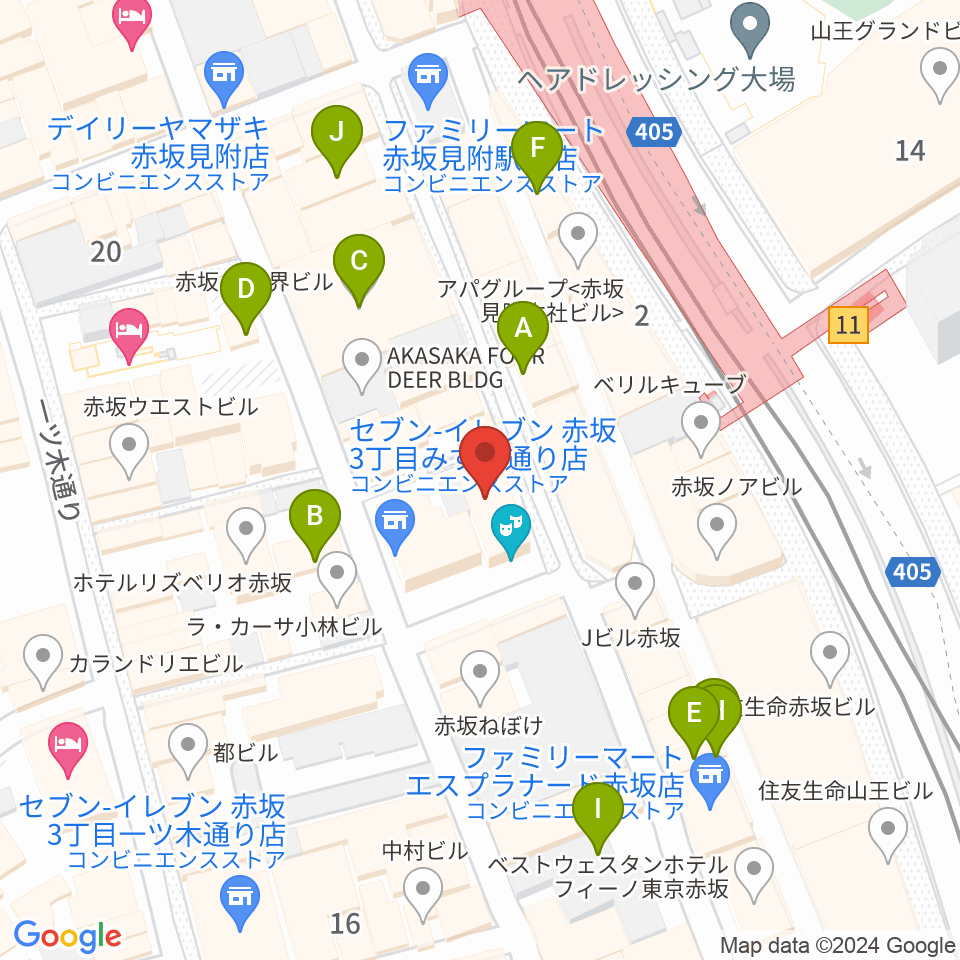 赤坂レッドシアター周辺のカフェ一覧地図