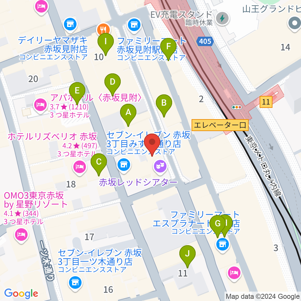 赤坂レッドシアター周辺のカフェ一覧地図