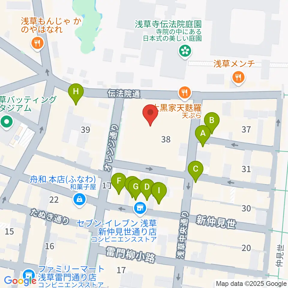 浅草公会堂周辺のカフェ一覧地図