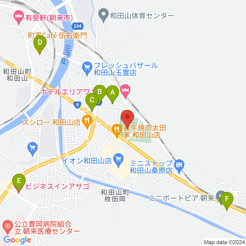 和田山ジュピターホール周辺のカフェ一覧地図