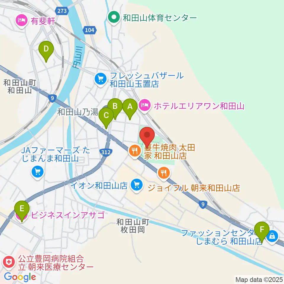和田山ジュピターホール周辺のカフェ一覧地図