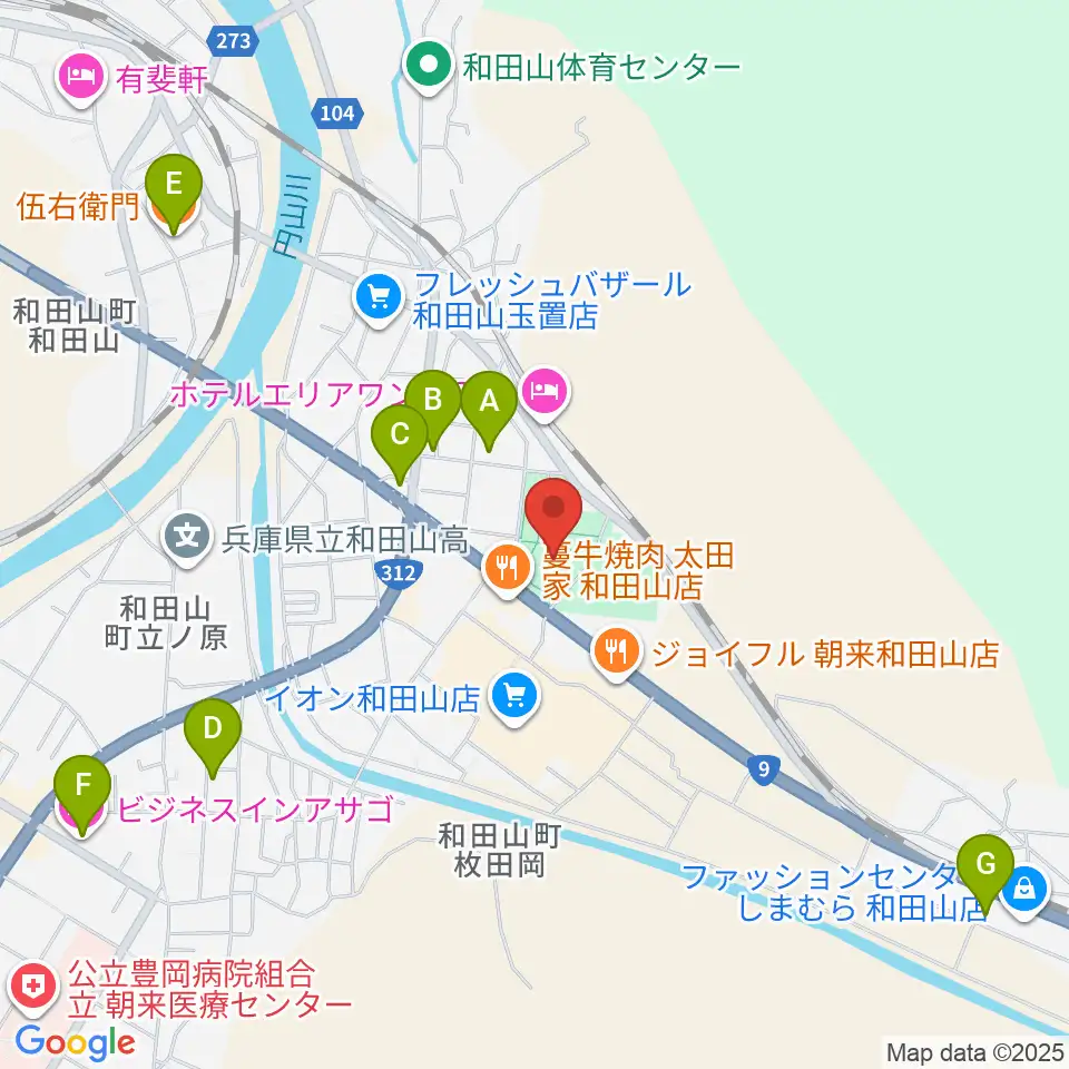 和田山ジュピターホール周辺のカフェ一覧地図